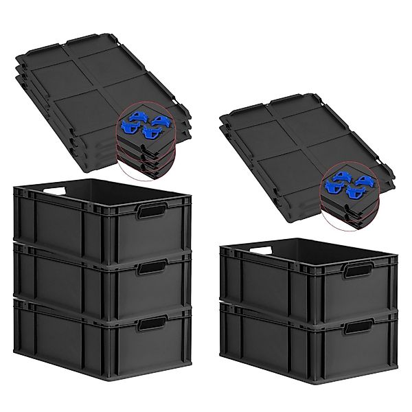 PROREGAL SparSet 5x Eurobox Nextgen Grip Mit Auflagedeckel Und Blauen Versc günstig online kaufen