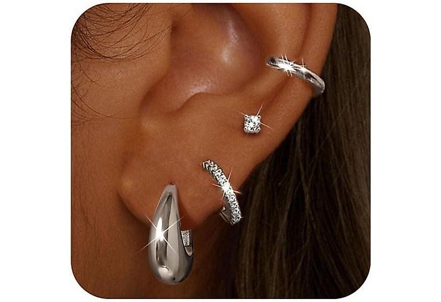 LuxusKollektion Schmuckset Ohrringe Creolen Ohrstecker Damen Gold Silber Di günstig online kaufen