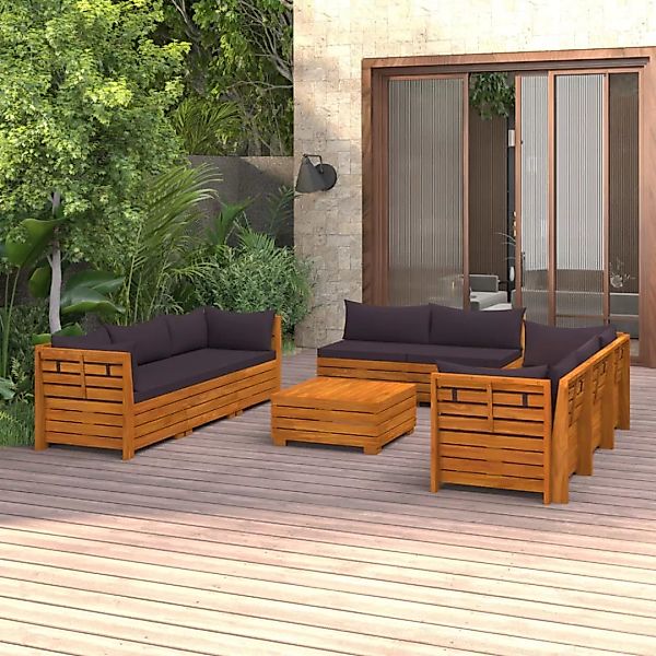 9-tlg. Garten-lounge-set Mit Kissen Massivholz Akazie günstig online kaufen