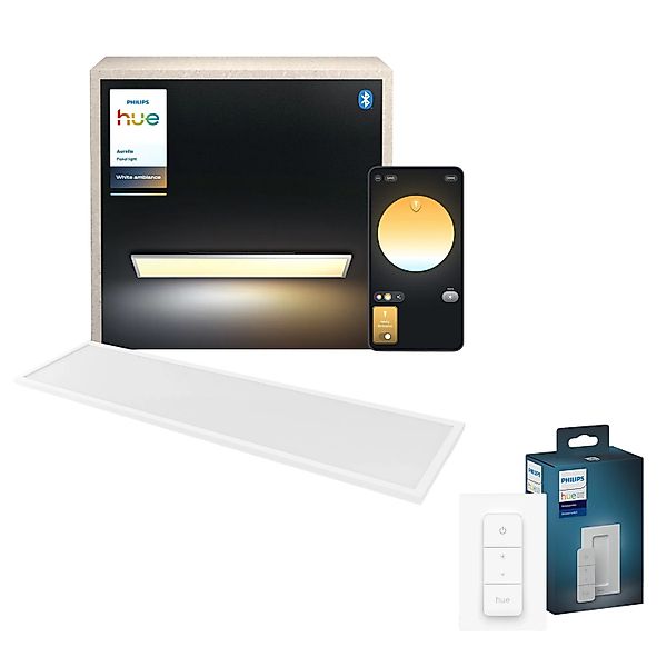Philips Hue Deckenleuchte Aurelle Bundle & Dimmschalter Weiß 131,5 cm x 30 günstig online kaufen