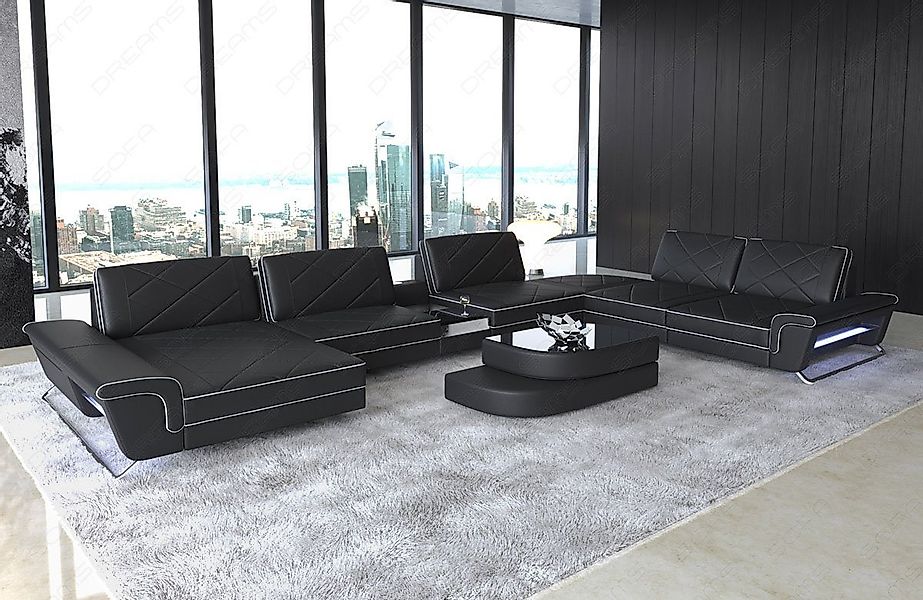 Sofa Dreams Wohnlandschaft Sofa Leder Bari XXL U Form Ledersofa, Couch, mit günstig online kaufen