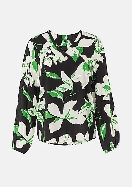 Comma Langarmbluse Gemusterte Bluse mit Gummibündchen günstig online kaufen