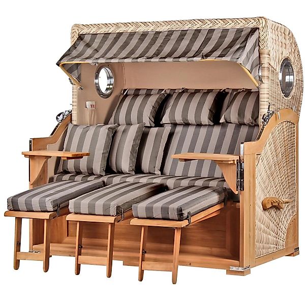 bene living Strandkorb Komplettset Königssee 3 Sitzer Teak Bullauge PE Shel günstig online kaufen