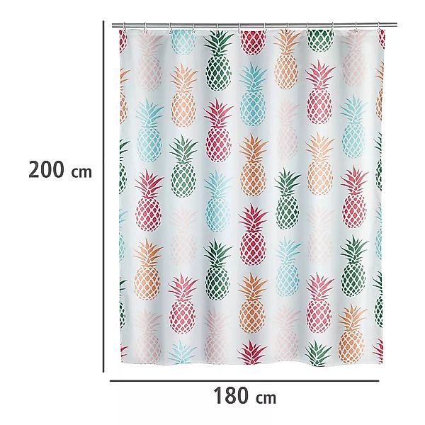 WENKO Duschvorhang Ananas, Textil (Polyester), 180 x 200 cm, waschbar mehrf günstig online kaufen