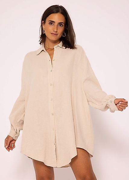 SASSYCLASSY Longbluse Oversize Musselin Bluse Damen günstig online kaufen