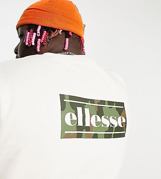 ellesse Plus – Sweatshirt in Ecru mit Logoprint am Rücken-Neutral günstig online kaufen