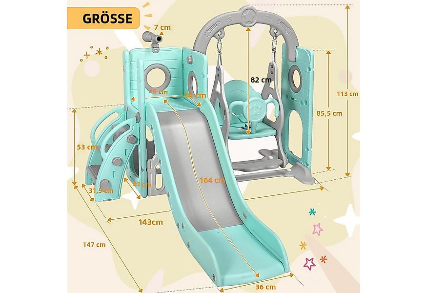 TLGREEN Rutsche 5-in-1 Kinderrutsche, Gartenrutsche Breite Stufen und Griff günstig online kaufen