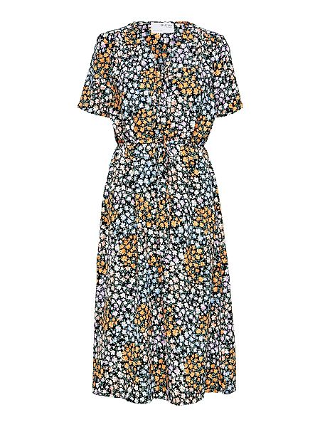 SELECTED Kurzärmelig All-over-print Kleid Damen Schwarz günstig online kaufen