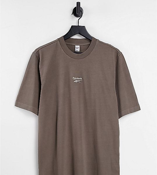 Reebok – T-Shirt in Taupe-Braun mit mittigem Logo, exklusiv bei ASOS-Grau günstig online kaufen