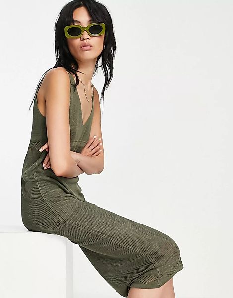 Y.A.S – Maxi-Strickkleid in Khaki-Grün günstig online kaufen