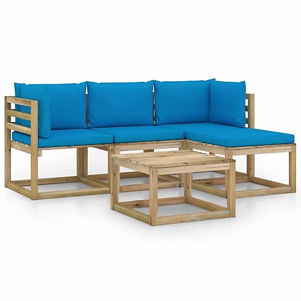 5-tlg. Garten-lounge-set Mit Hellblauen Kissen günstig online kaufen