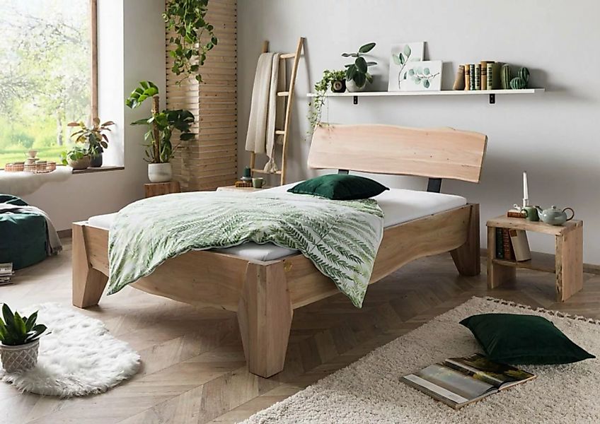 Massivmoebel24 Massivholzbett Bett Akazie 140x200 Akazie natur lackiert PUR günstig online kaufen