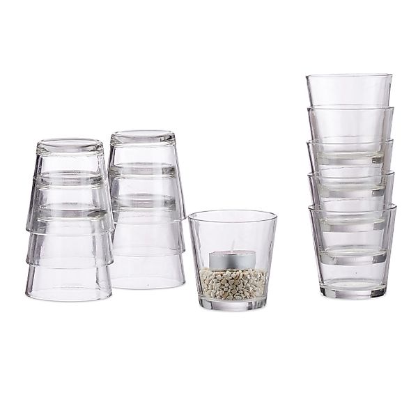 relaxdays Teelichthalter Teelichtgläser 12er Set günstig online kaufen