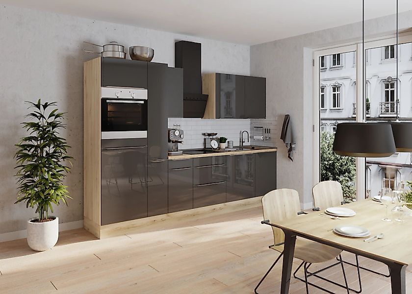 KOCHSTATION Küchenzeile »KS-Aken« Breite 300 cm, wahlweise mit E-Geräten, m günstig online kaufen