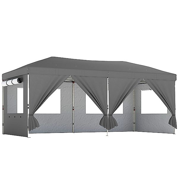 Outsunny Gartenpavillon 3 x 6 m Pop-up Faltzelt höhenverstellbar UV50+ Schu günstig online kaufen