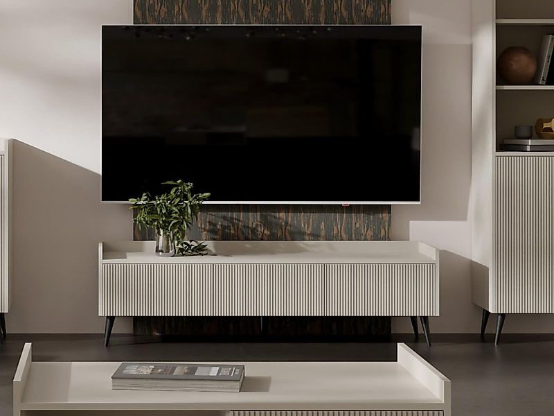 Compleo TV-Schrank 150 cm, Lamellenoptik, Japandi günstig online kaufen