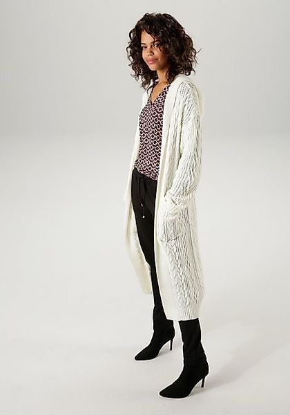 Aniston CASUAL Strickjacke im trendigem Zopf- und Ajour-Muster-Mix günstig online kaufen