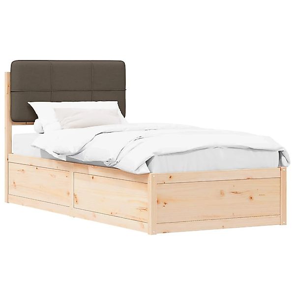 vidaXL Bettgestell mit Gepolstertem Kopfteil Taupe 90 x 190 cm 877737 günstig online kaufen