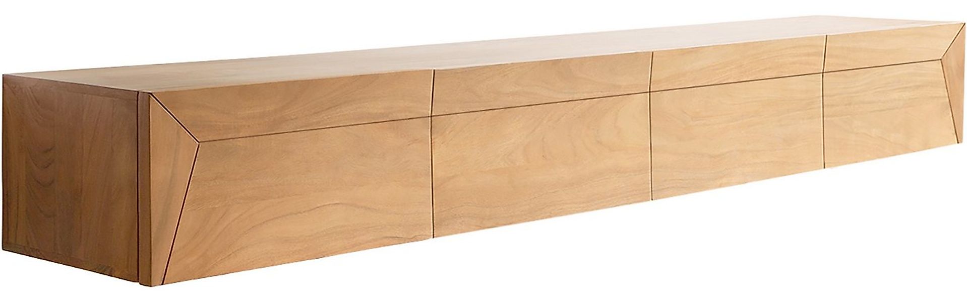 DELIFE Lowboard Kayu, Akazie Natur 220 cm 4 Türen schwebend Lowboard günstig online kaufen