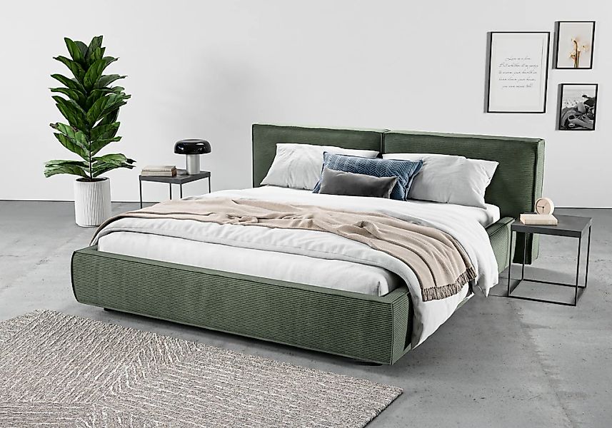 Home affaire Polsterbett "Adrina mit Biesenoptik, Feincord und Luxus-Microf günstig online kaufen