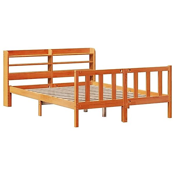 vidaXL Bettgestell mit Kopfteil Ohne Matratze Wachsbraun 160x200 cm 3306600 günstig online kaufen