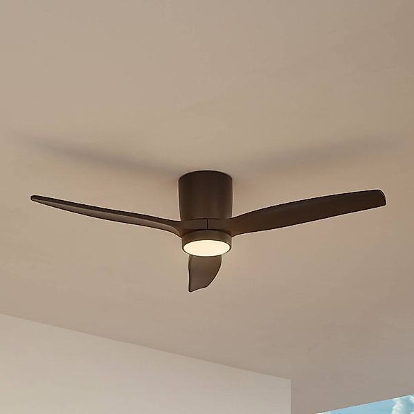 Lucande LED-Deckenventilator Sorin, schwarz, DC, leise,IP44 günstig online kaufen