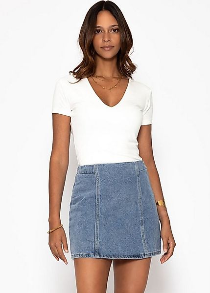 SASSYCLASSY A-Linien-Rock Kurzer Jeans Rock mit Teilungsnähten für Damen So günstig online kaufen