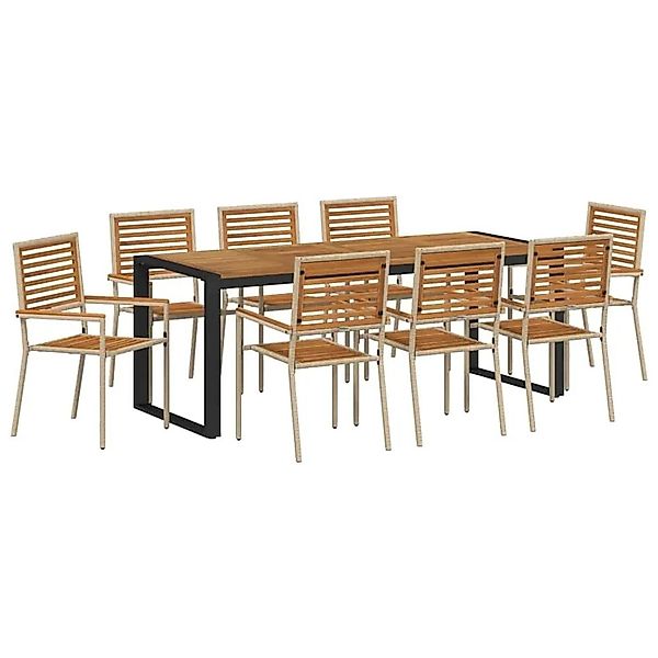 vidaXL Garten Essgruppe 9-Tlg Beige Poly-Rattan 3365489 günstig online kaufen