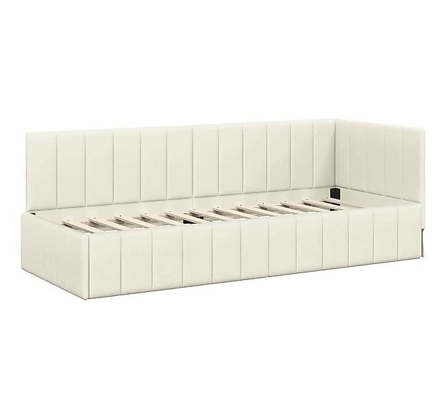 vidaXL Bett Eckbettgestell mit Kopfteil Creme 80 cm x 200 cm Stoff (1-tlg) günstig online kaufen