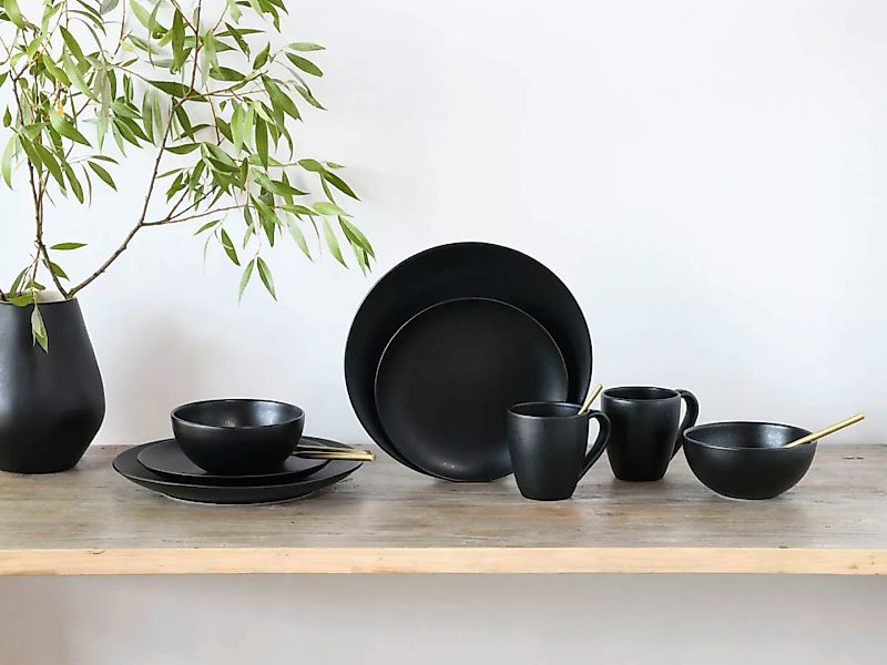 CreaTable Kombiservice Magic Black schwarz Steinzeug 8 tlg. günstig online kaufen