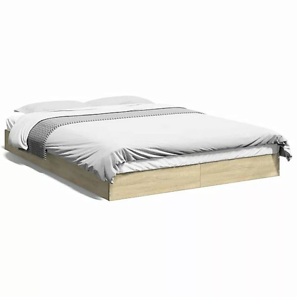 vidaXL Bett Bettgestell Sonoma-Eiche 140x200 cm Holzwerkstoff günstig online kaufen
