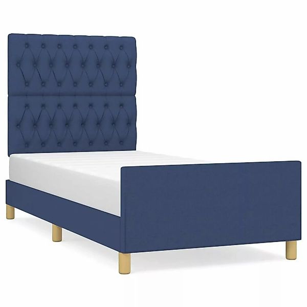 vidaXL Bettgestell mit Kopfteil Blau 100x200 cm Stoff Modell 31398175 günstig online kaufen