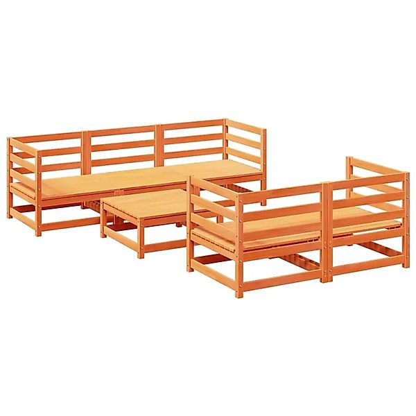 vidaXL 6-Tlg Garten-Sofagarnitur Wachsbraun Massivholz Kiefer 3299287 günstig online kaufen