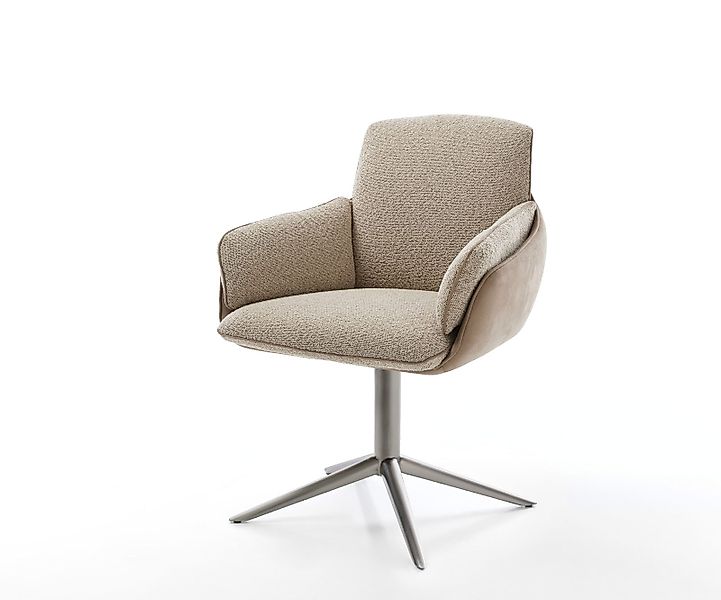 Drehstuhl Luan-Flex mit Armlehnen Chenille Silbergrau Fußkreuz Graphit 360° günstig online kaufen