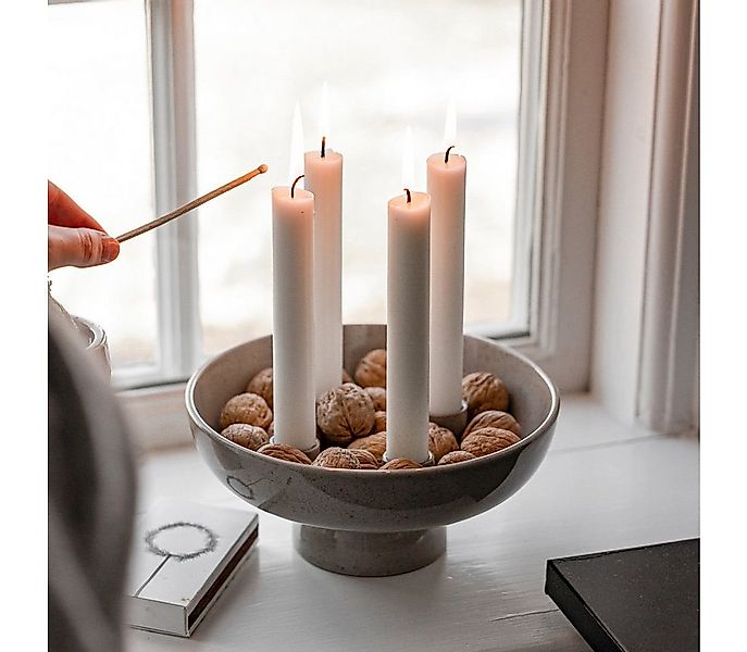 Storefactory Kerzenhalter Granhammar für 4 Stabkerzen aus Keramik in grau g günstig online kaufen