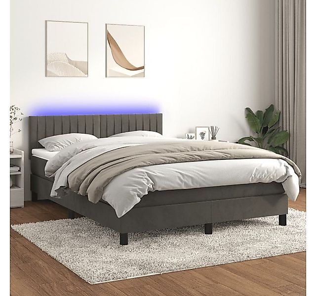 vidaXL Boxspringbett Boxspringbett mit Matratze LED Dunkelgrau 140x200 cm S günstig online kaufen