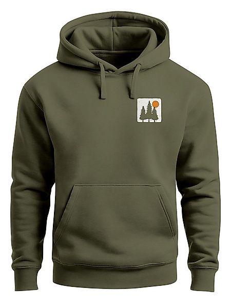 Neverless Hoodie Herren Hoodie mit Bäumen Sonne Schlichtes Outdoor Brustmot günstig online kaufen