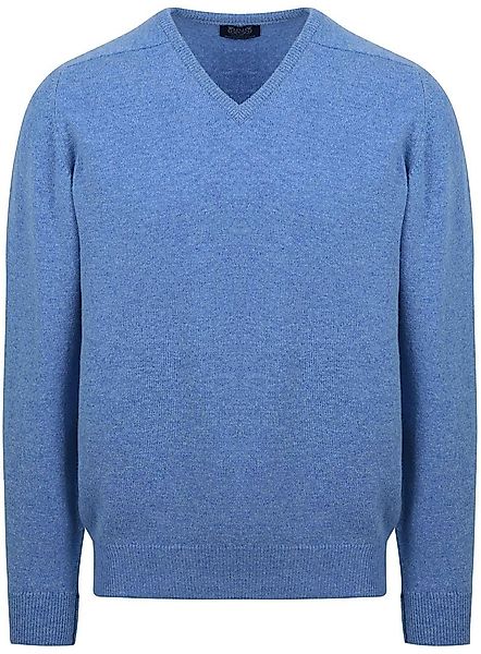 William Lockie V-Ausschnitt Pullover Lammwolle Jeans Melange - Größe L günstig online kaufen