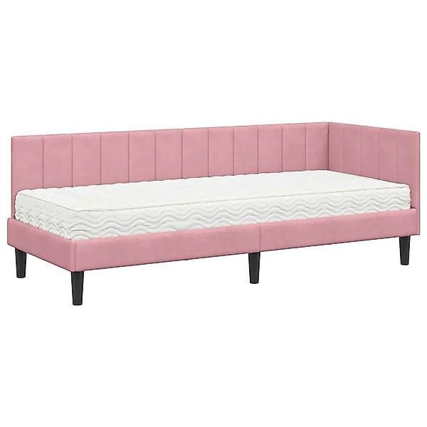 vidaXL Eckbettgestell mit Matratze mit Kopfteil Rosa 80 x 200 cm Samt 33938 günstig online kaufen
