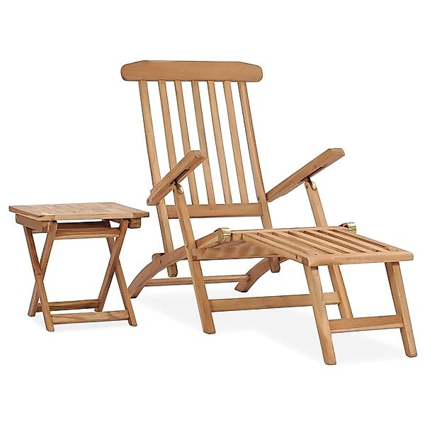 Garten-liegestuhl Mit Fußstütze Und Tisch Massivholz Teak günstig online kaufen