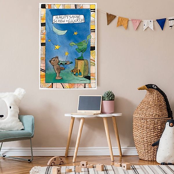 LuckyLinde Leinwandbild "Der kleine Bär - Hauptsache schön glücklich" 1 Stk günstig online kaufen