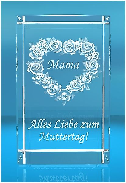 Dekofigur 3D Glasquader Motiv: Rosenherz Alles günstig online kaufen