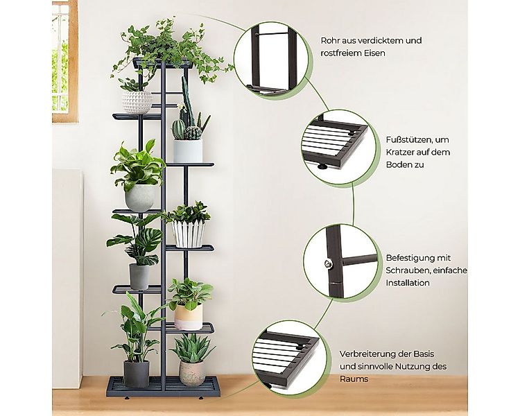 Simloveve Pflanzentreppe 8 Schichten 9 Töpfe Schmiedeeisernes Blumenregal, günstig online kaufen
