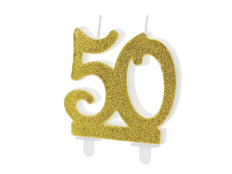 partydeco Geburtstagskerze, Geburtstagskerzen 50 Jahre 7.5cm, gold / glitze günstig online kaufen