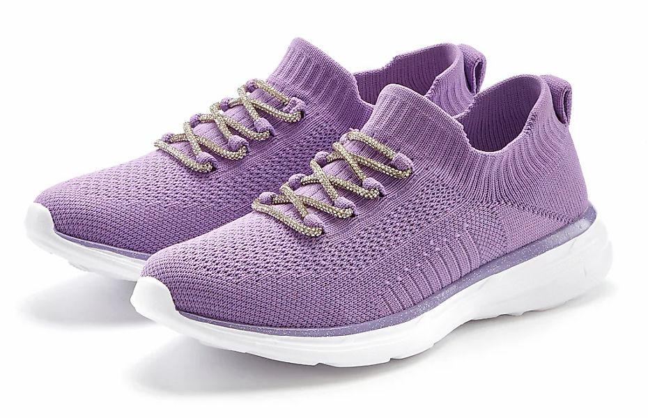 LASCANA Sneaker, mit modischer Glitzerschnürung VEGAN günstig online kaufen