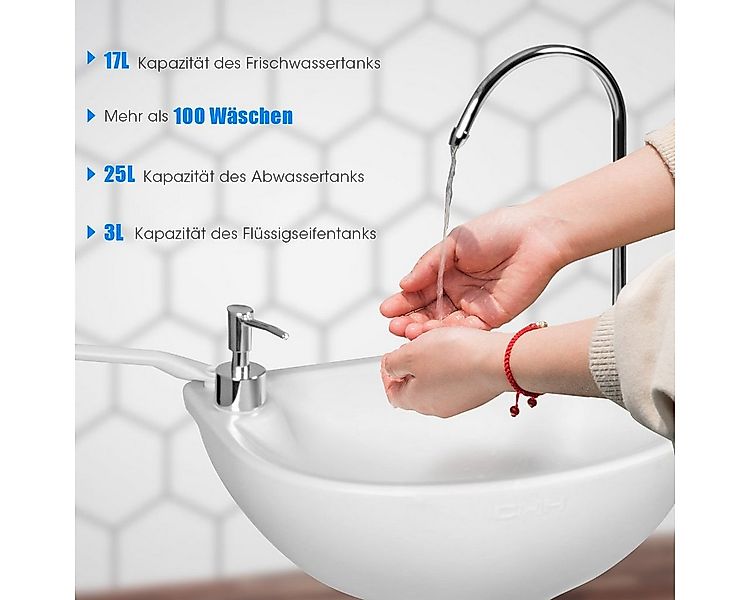 COSTWAY Waschbecken, Mit 17 L Wassertank, Fußpumpe günstig online kaufen