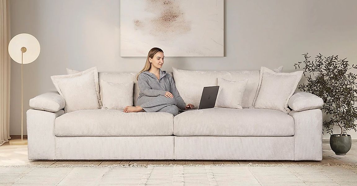 Home affaire Big-Sofa "Soft&Cosy XL - Breite 246 cm", Mega-Sofa, in Cord, F günstig online kaufen