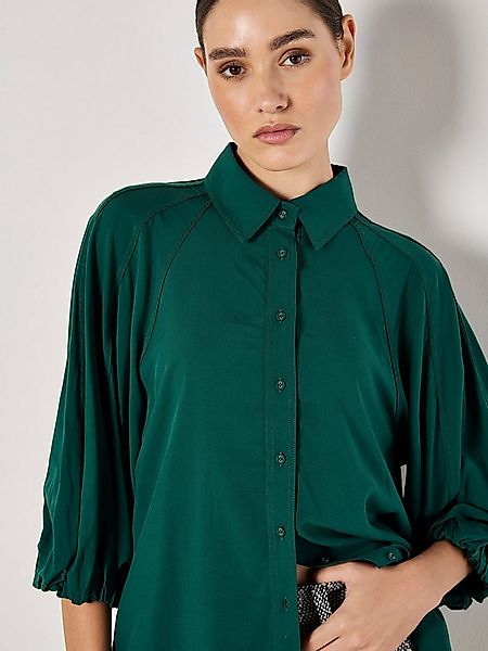 Apricot Hemdbluse Puffärmel-Shirt mit Nahtdetail günstig online kaufen