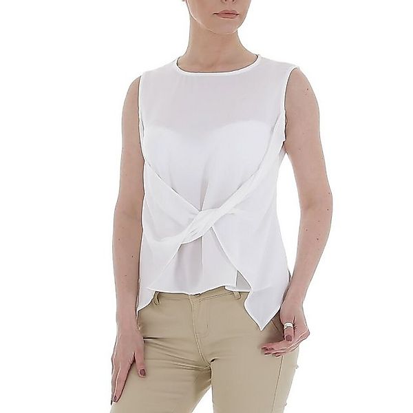 Ital-Design Klassische Bluse Damen Elegant Lagenlook Chiffon Bluse in Weiß günstig online kaufen