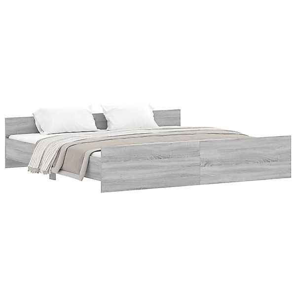 vidaXL Bettgestell mit Kopf- und Fußteil Grau Sonoma 180x200 cm1899783 günstig online kaufen